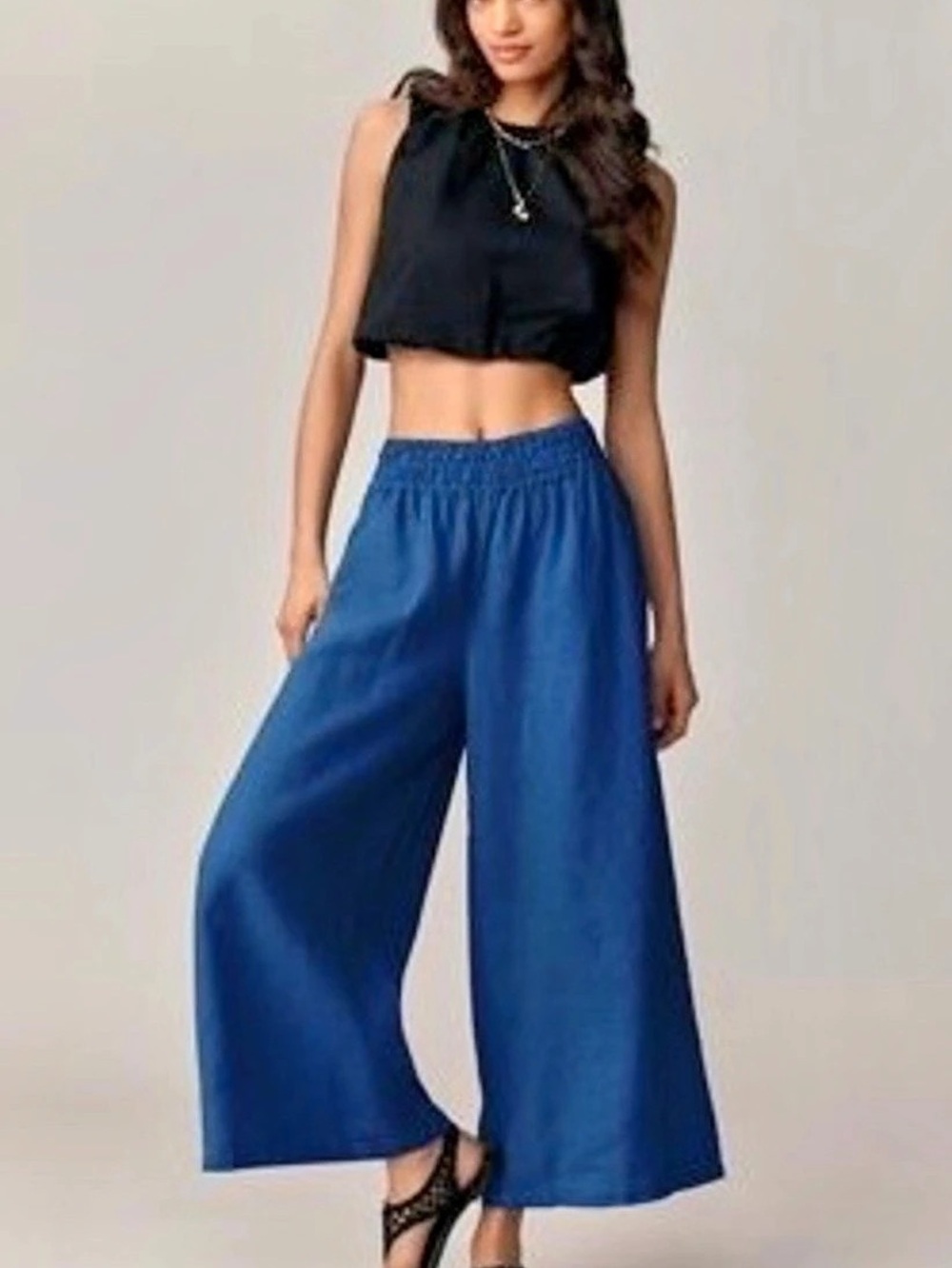 Anthropologie Sommerset Blue Wide Leg Linnen Pants Like New
